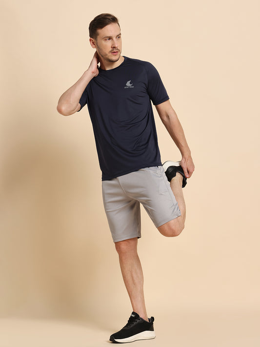SportyBear Men’s Activewear T-Shirt | Imported Peach Polyester, Dry-Fit, Ultra-Soft, UV Protection, Anti-Odor, 4-Way Stretch & Breathable Fabric | Navy Blue