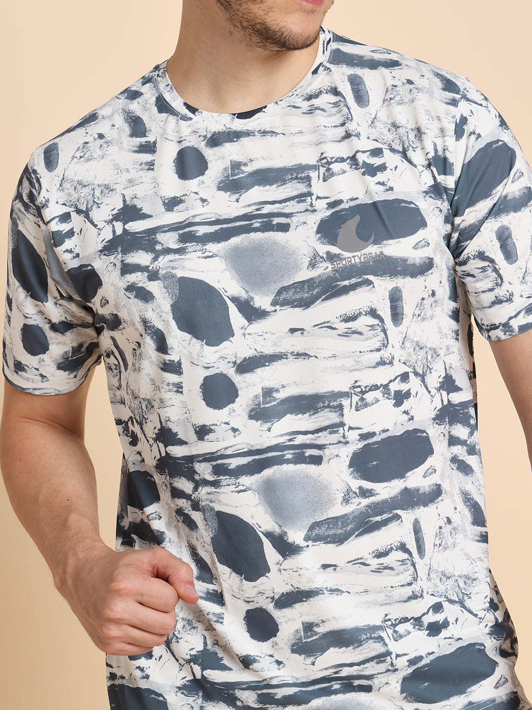 SportyBear Premium NP Print Polyester Dry-Fit T-Shirt for Men UV Pro